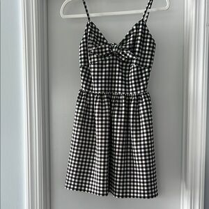 Aqua Black and White Checkered Dress